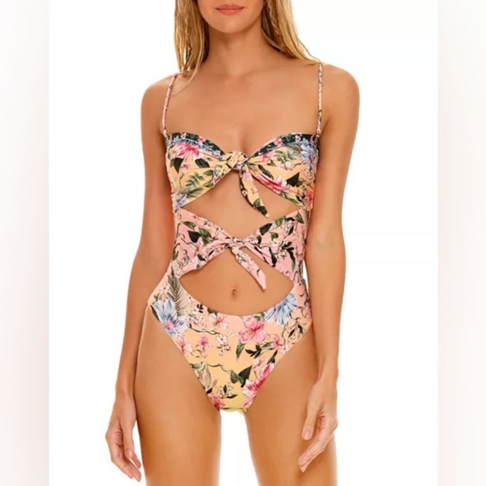 Agua Bendita Carrie Convertible One Piece Swimsuit Large Tropical Bathing Suit